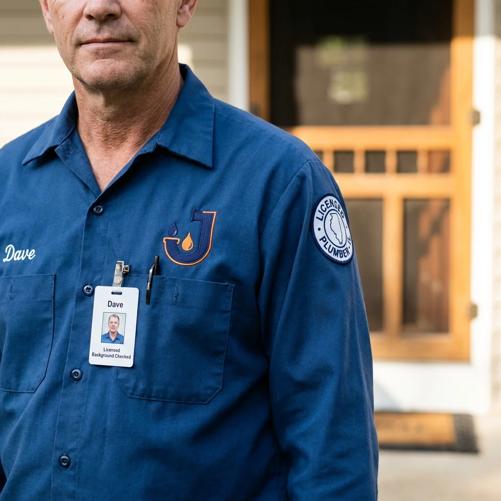 Licensed plumber showing ID badge in Towanda, PA