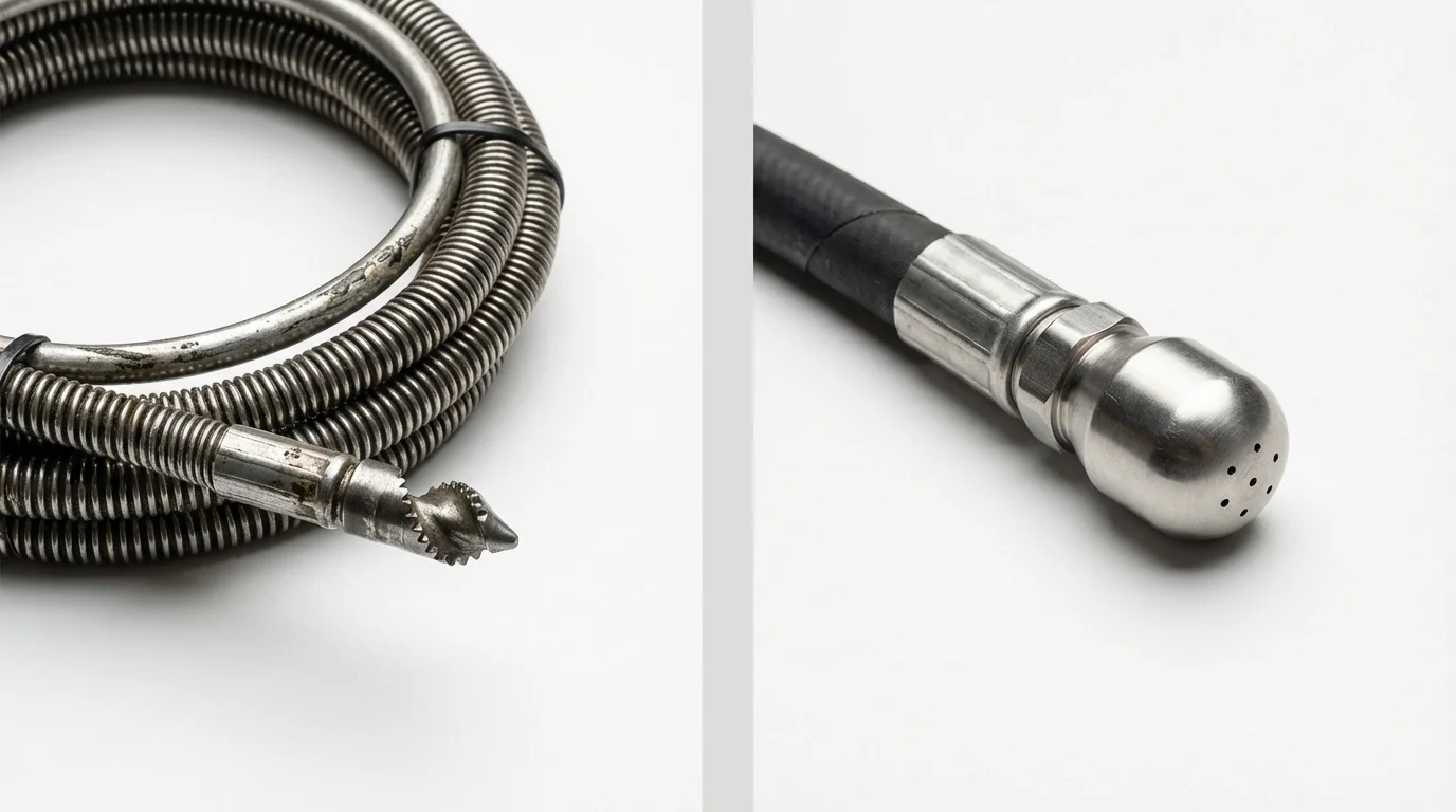 Drain snake cable and hydro jetting nozzle used for drain cleaning in Towanda, PA