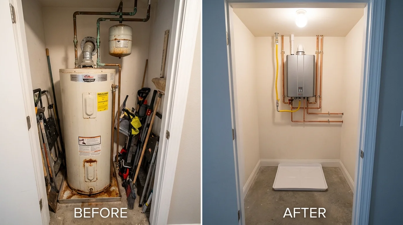 Tank water heater versus wall-mounted tankless unit comparison for Towanda, PA homeowners
